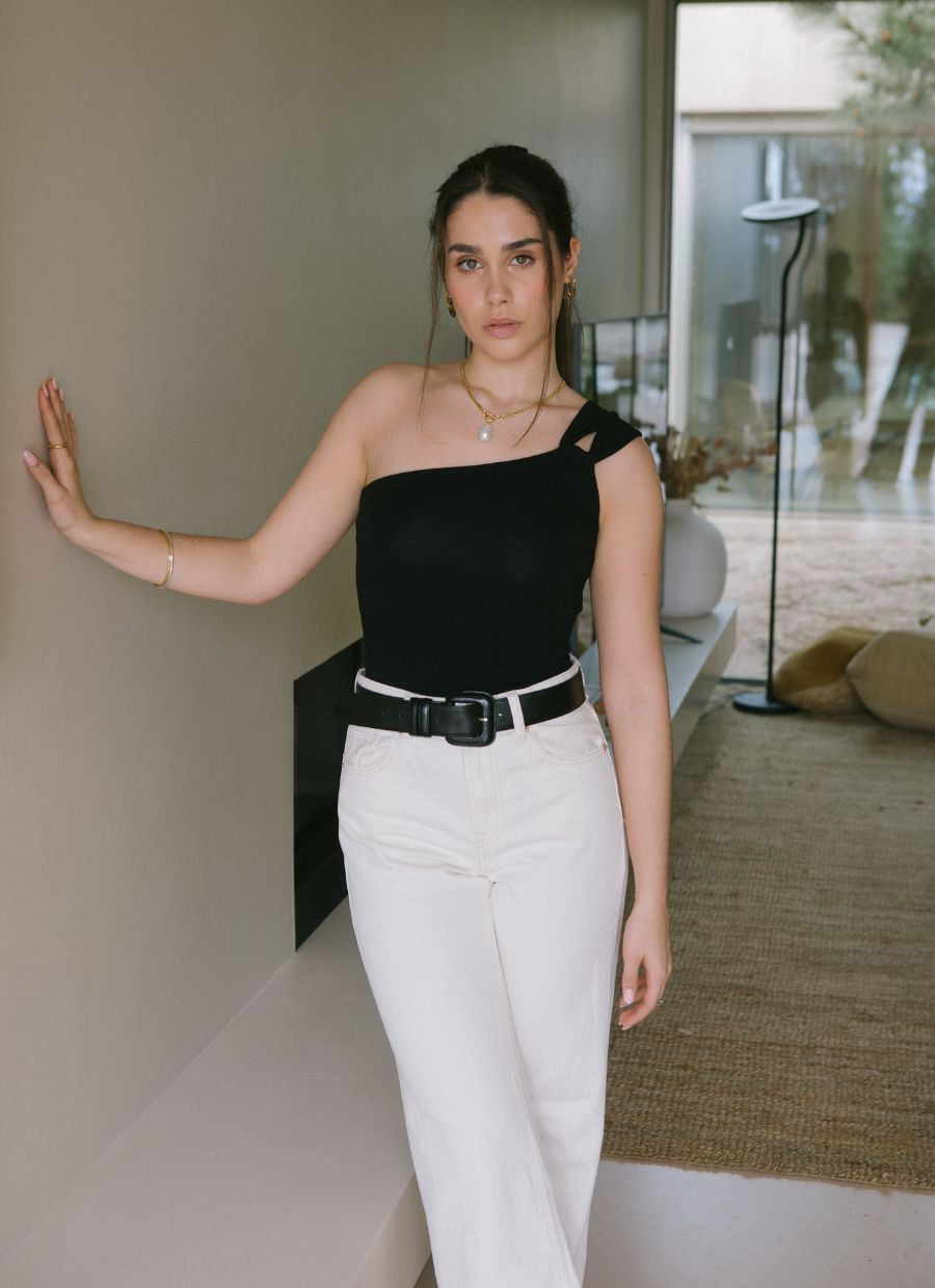 One - Shoulder Cutout Top Micro Modal - Black - Narah Soleigh | Luxe Line