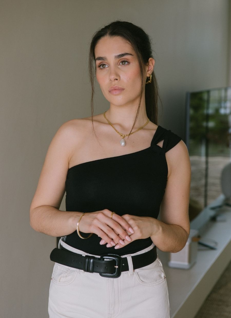 One - Shoulder Cutout Top Micro Modal - Black - Narah Soleigh | Luxe Line