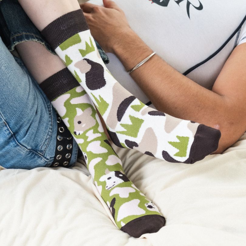 Grüne Socken SWISS COWS aus Bio-Baumwolle von Paar Socks