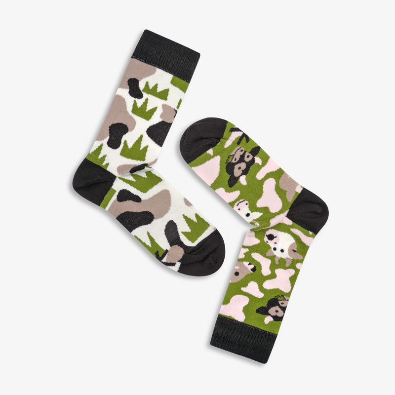 Grüne Socken SWISS COWS aus Bio-Baumwolle von Paar Socks