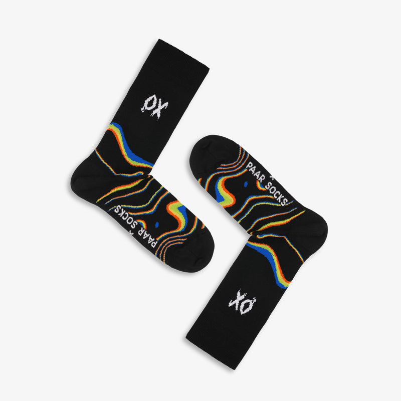 Schwarze Socken OX Sound Waves aus Bio-Baumwolle von Paar Socks