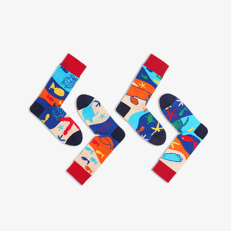 paarsocks-sealife-socken-mismatchedsocks-blau-orange-rot-beige