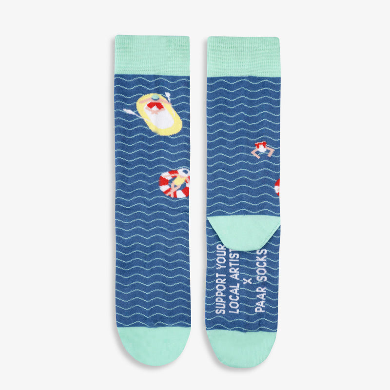 Chaussettes bleues BÖÖTLE en coton biologique de Paar Socks