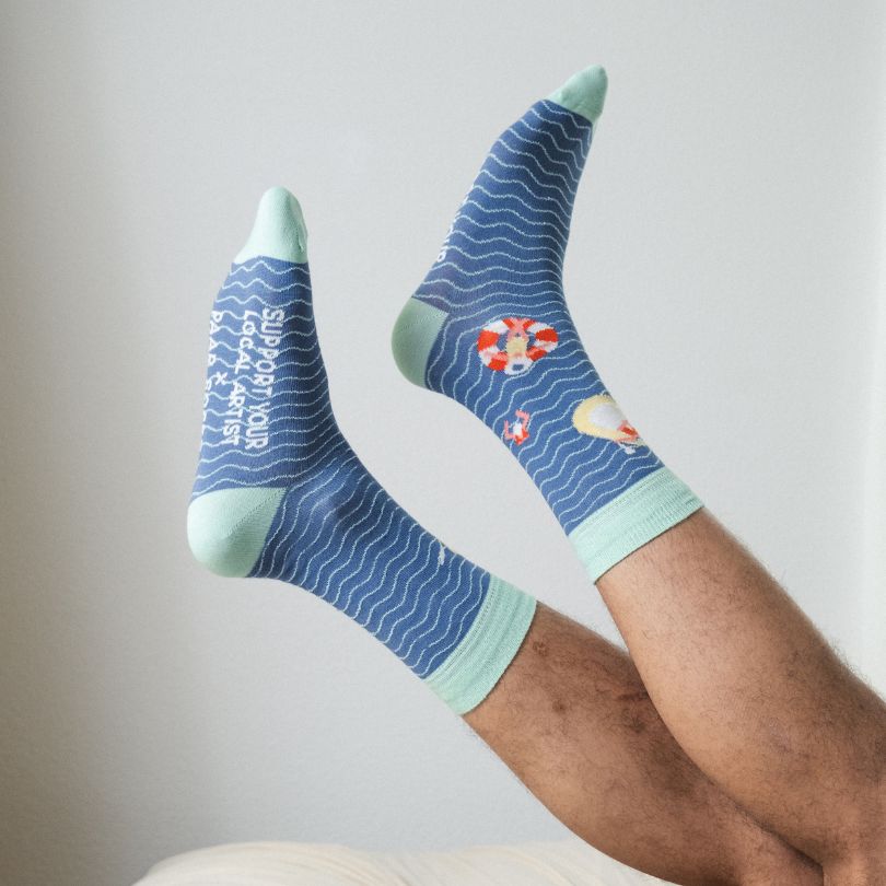 Chaussettes bleues BÖÖTLE en coton biologique de Paar Socks