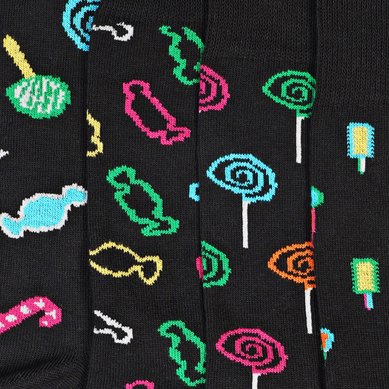 paarsocks-sweets-socken-mismatchedsocks-schwarz-bunt-detail