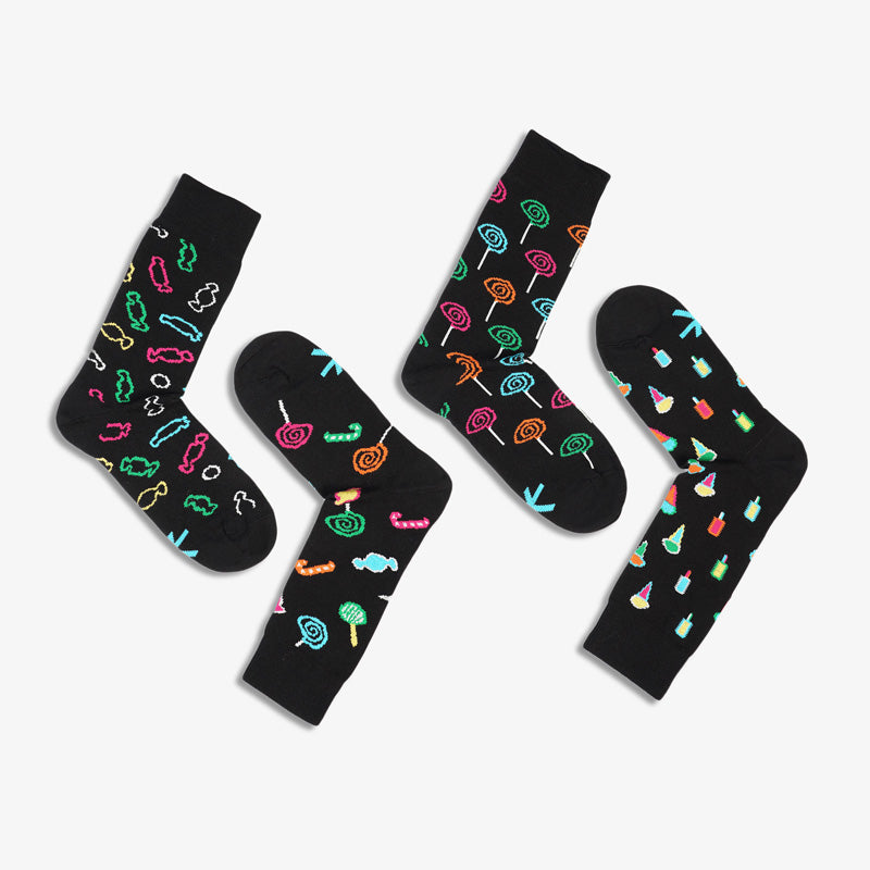 paarsocks-sweets-socken-mismatchedsocks-schwarz-bunt