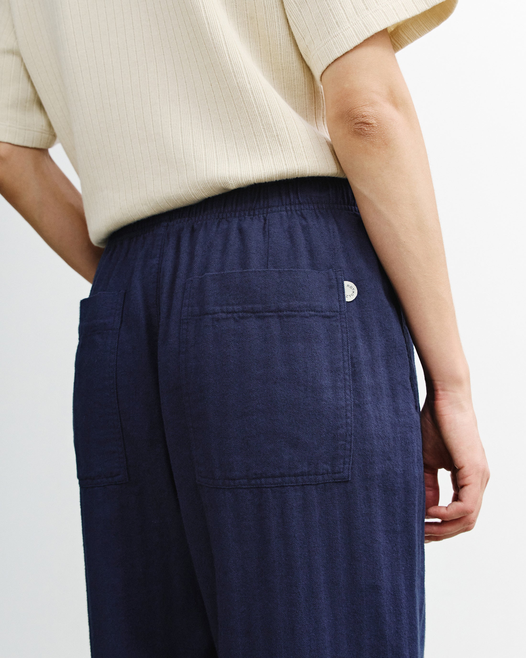 Blaue Bundfaltenhose Weit aus Bio-Baumwolle von Rotholz