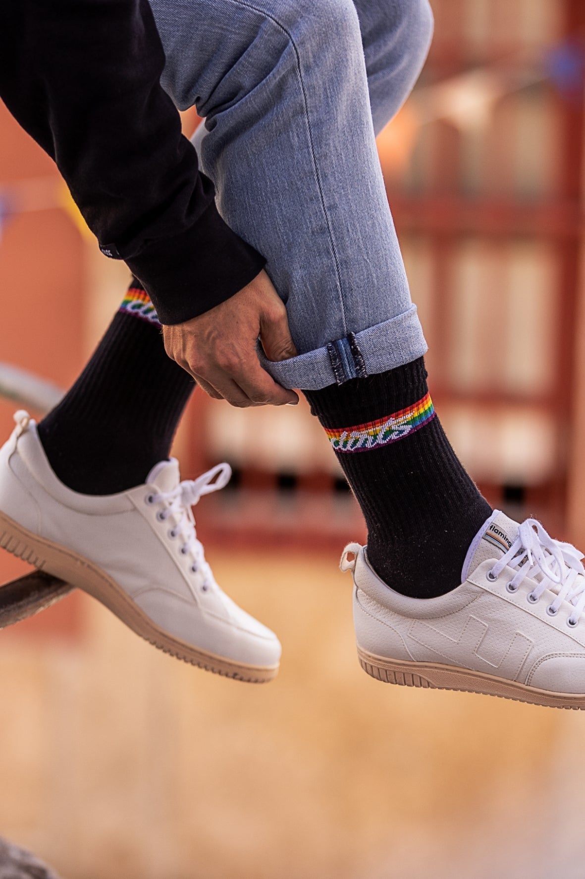 Colorful Rainbow socks made of organic cotton from DIRTS