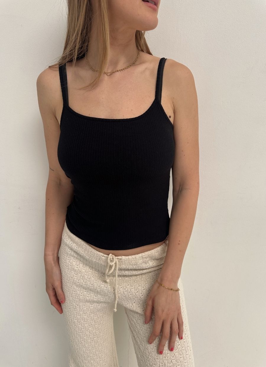 Ribbed Cami Top Modal - Black - Narah Soleigh | Luxe Line