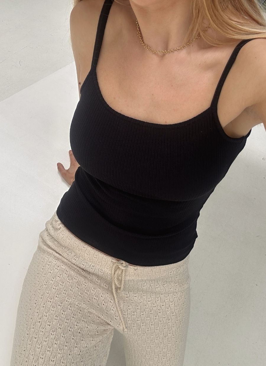Ribbed Cami Top Modal - Black - Narah Soleigh | Luxe Line