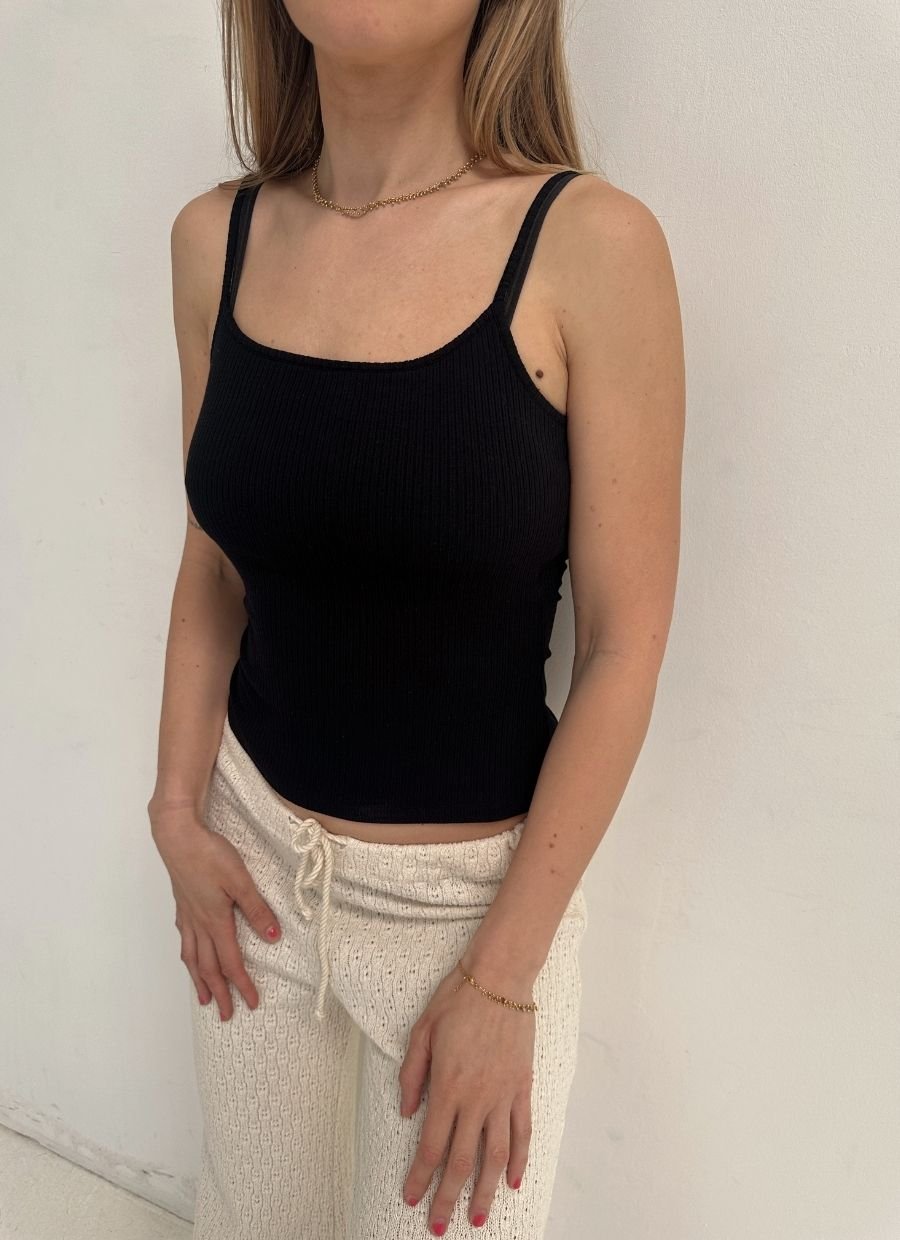 Ribbed Cami Top Modal - Black - Narah Soleigh | Luxe Line