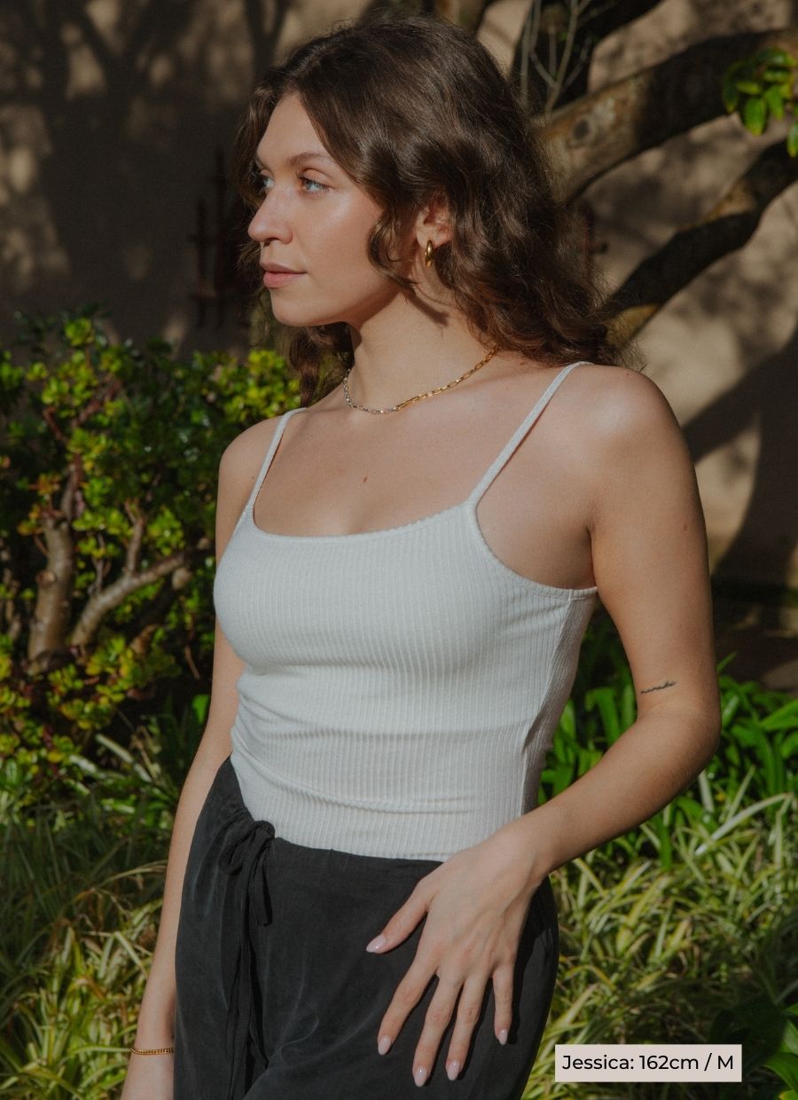 Ribbed Cami Top Modal - Greige - Narah Soleigh | Luxe Line