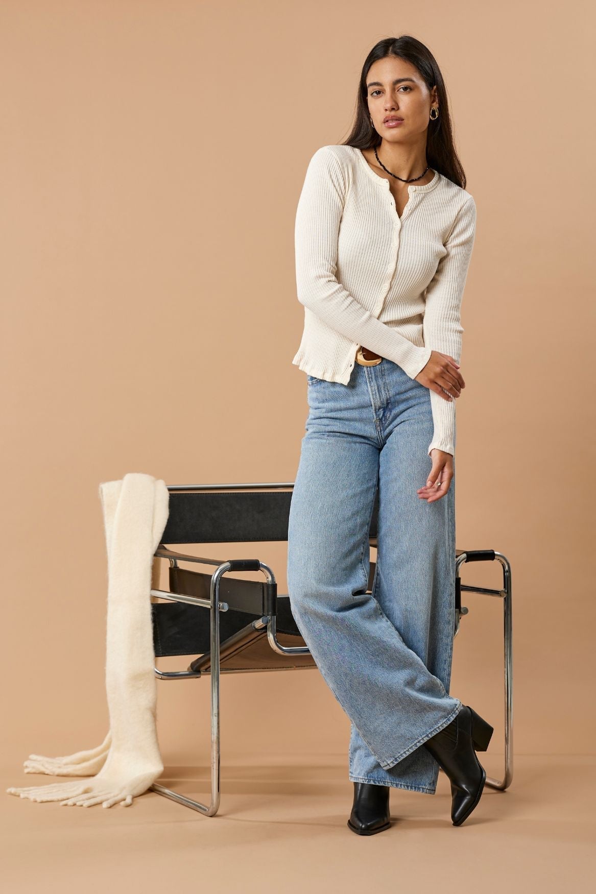 Ribbed Cardigan Organic Cotton - Off-White von Narah Soleigh