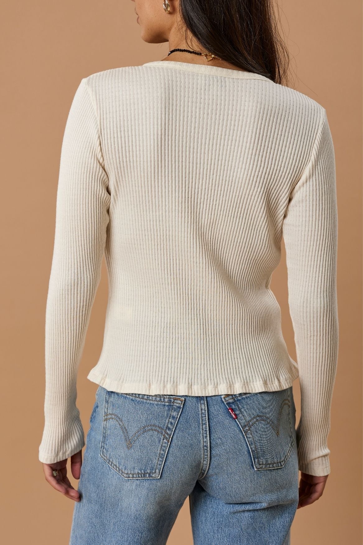 Ribbed Cardigan Organic Cotton - Off-White von Narah Soleigh