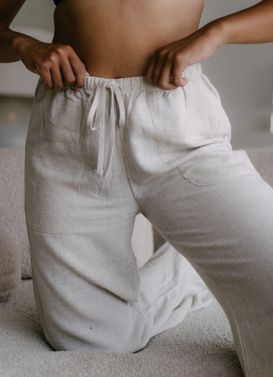 Selma Linen Pant - Ecru - Narah Soleigh | Luxe Line