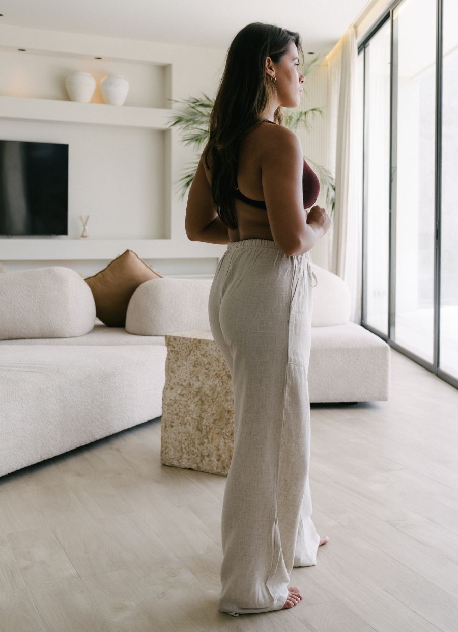 Selma Linen Pant - Ecru - Narah Soleigh | Luxe Line