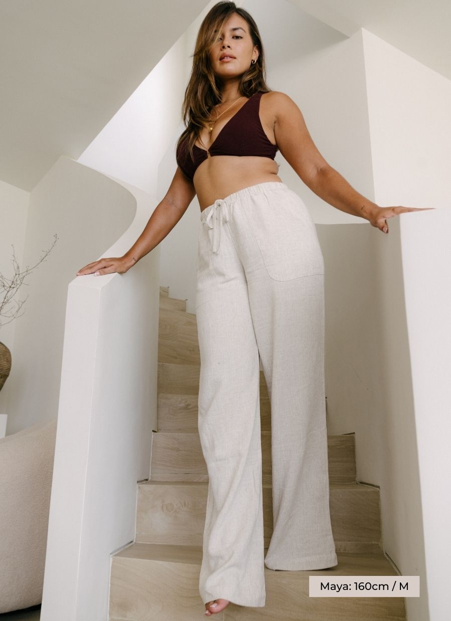 Selma Linen Pant - Ecru - Narah Soleigh | Luxe Line