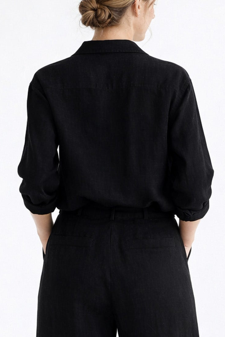 Schwarze Bluse the Ralph aus 100% Bio-Baumwolle von Pura Clothing