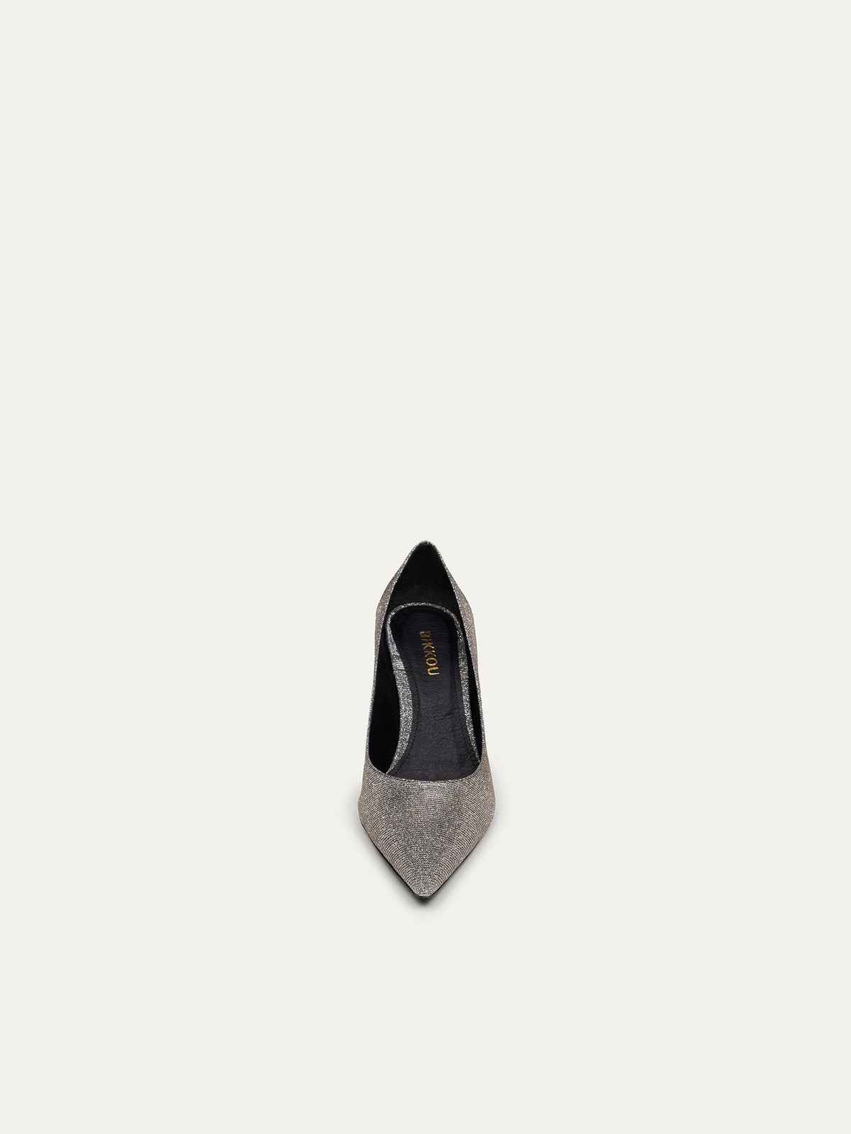 Bikkou 8PM Romantic Dinner silver lurex pumps front view