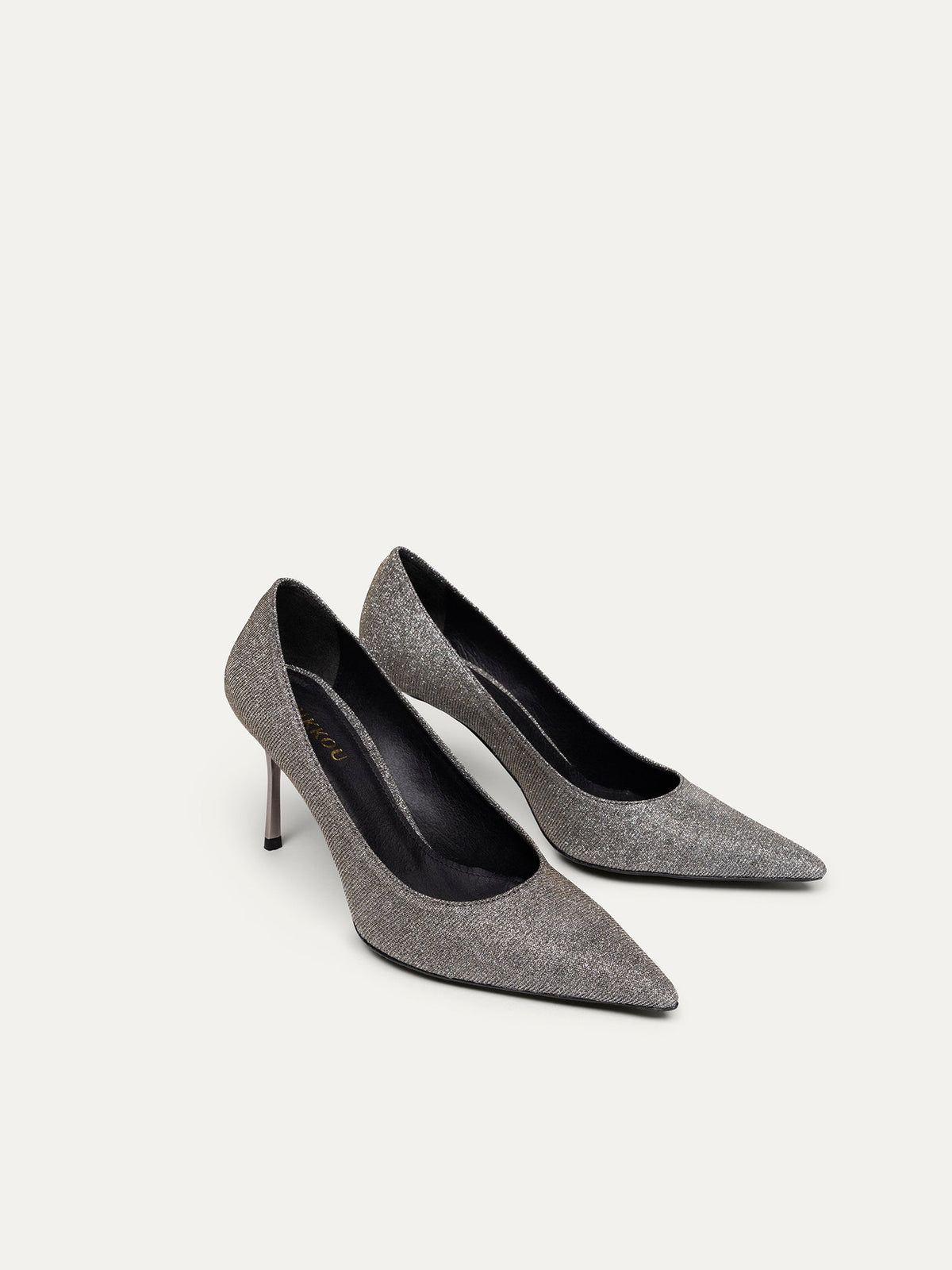 Bikkou 8PM Romantic Dinner silver lurex pumps side view