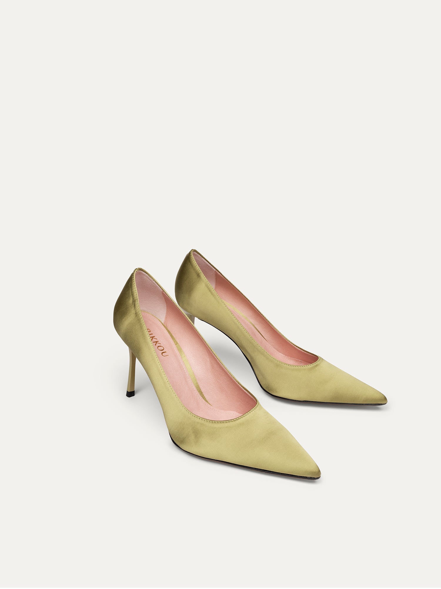 Green pumps 8 pm Romantic dinner made of recycled satin by Bikkou