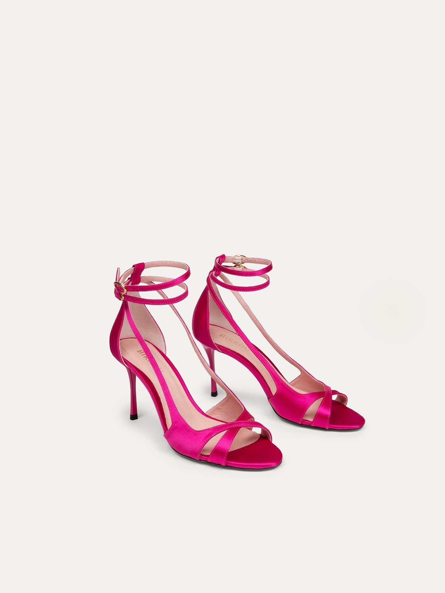 Pink high heels 9 pm Drinks with friends made of recycled satin by Bikkou