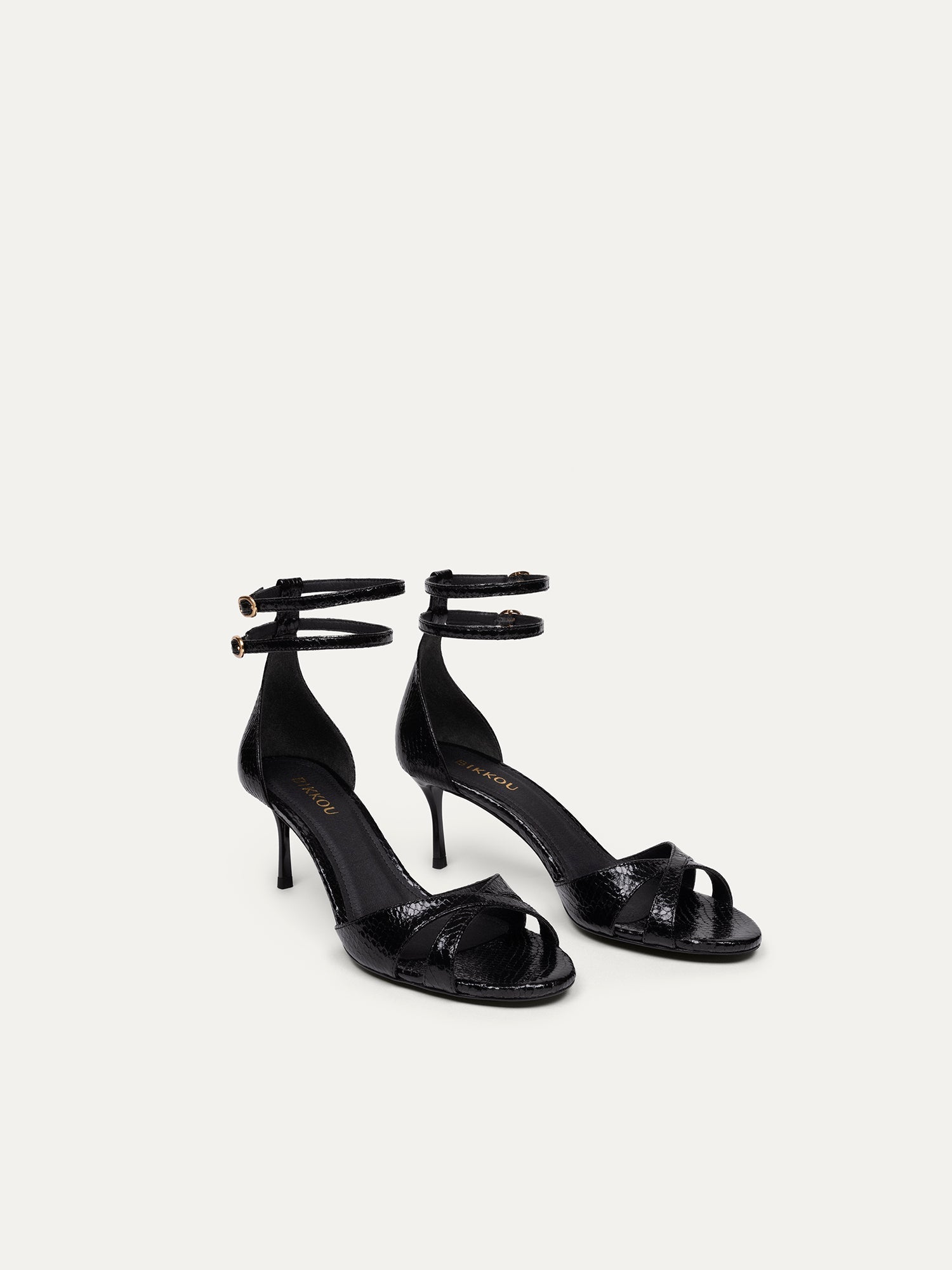 Schwarze High Heels 12:30 pm Summer lunch aus Python Specchio von Bikkou
