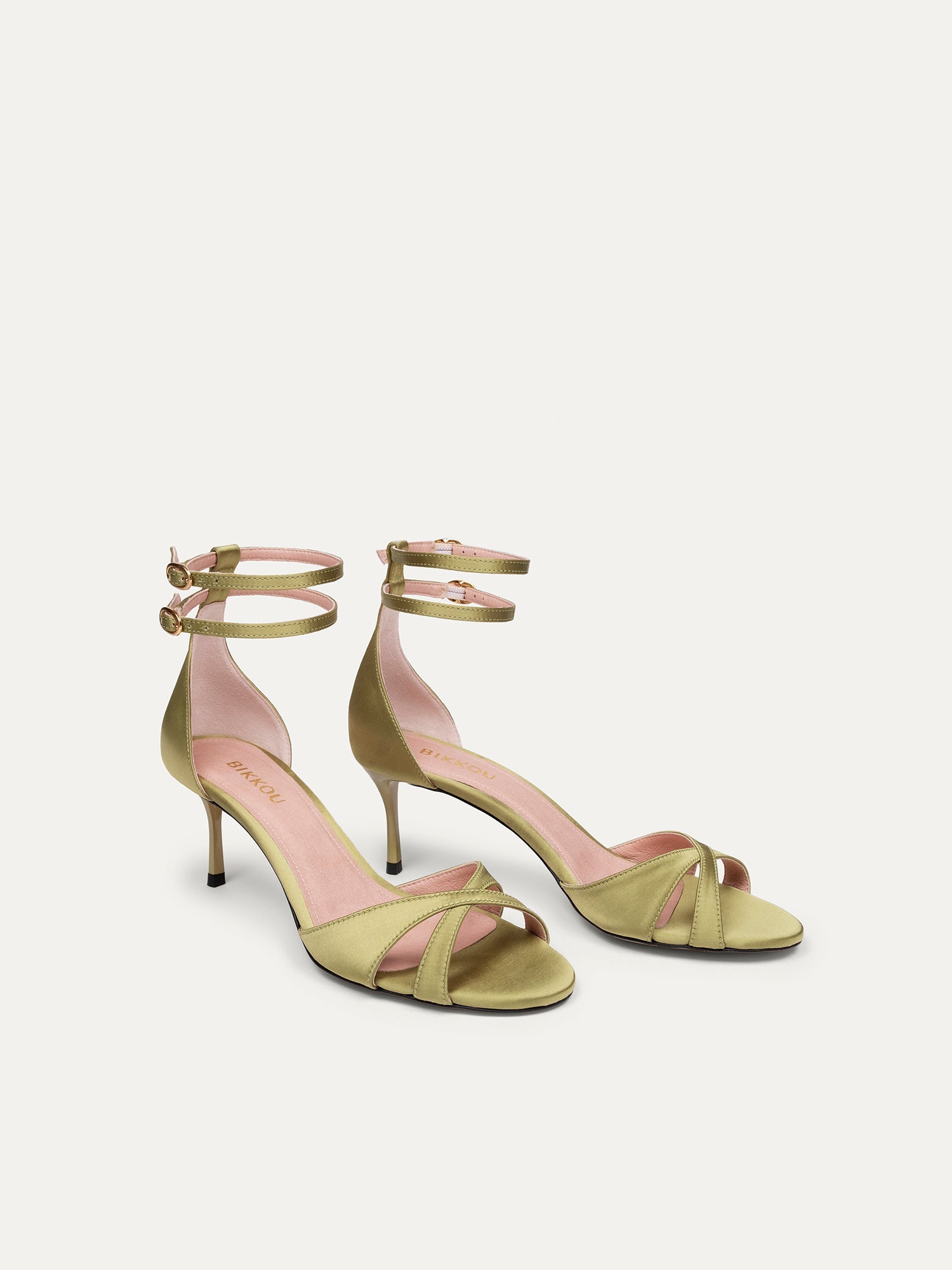 Talons hauts verts 12h30 Déjeuner d'été en satin recyclé par Bikkou