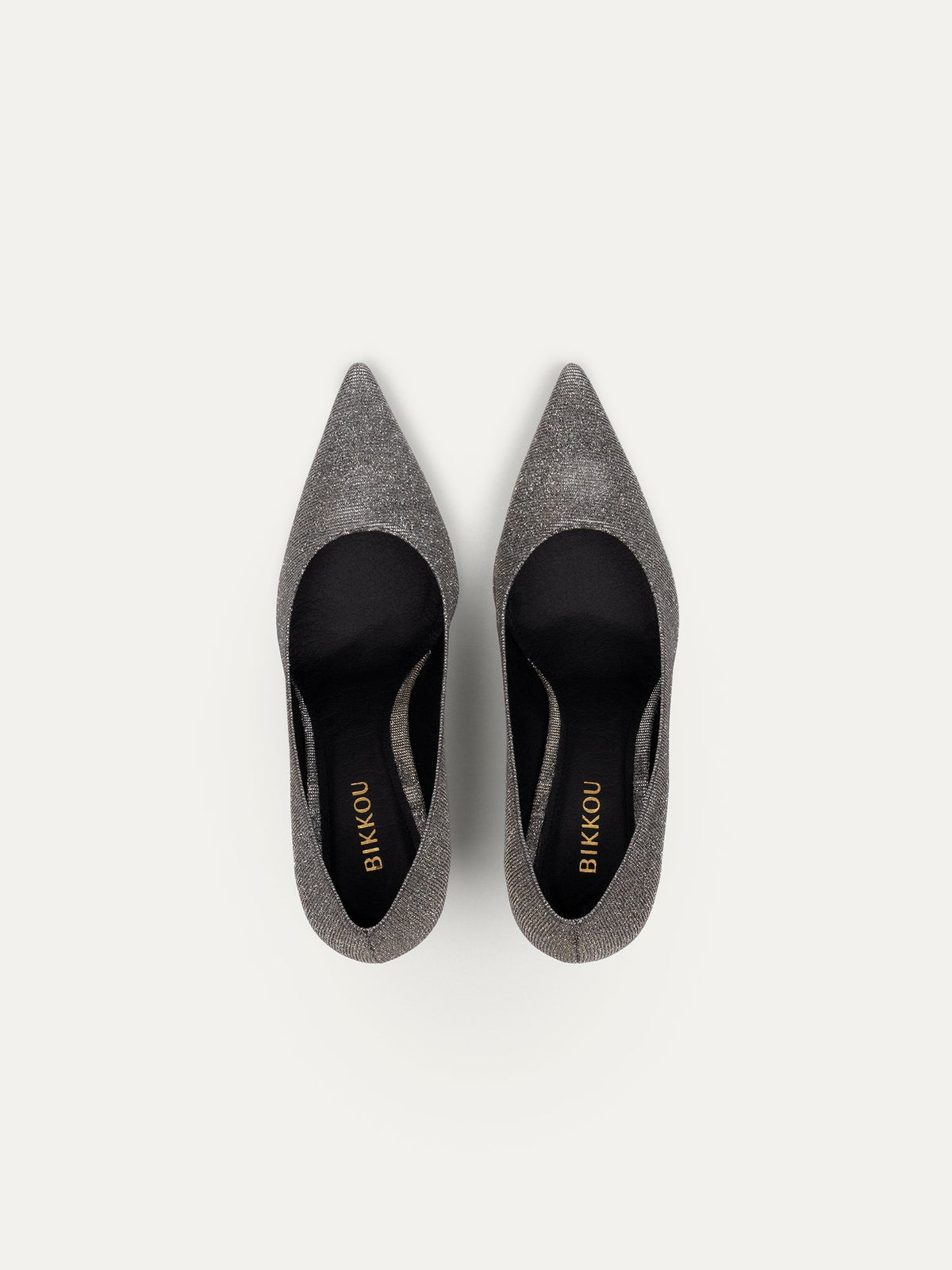 Bikkou 8PM Romantic Dinner silver lurex pumps top view