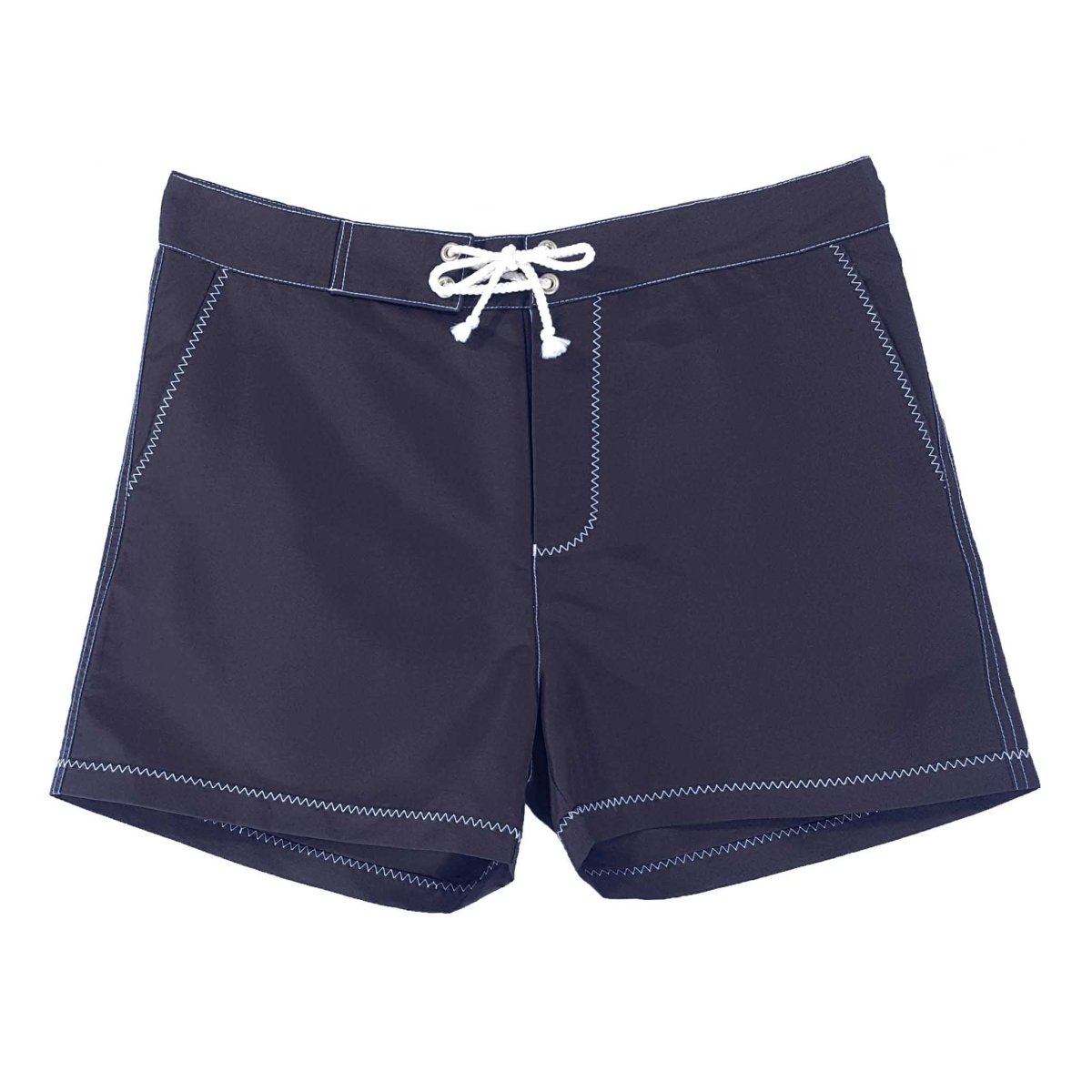 Short de bain homme bleu marine en polyester recyclé - coutures blanches - BLUEBUCK