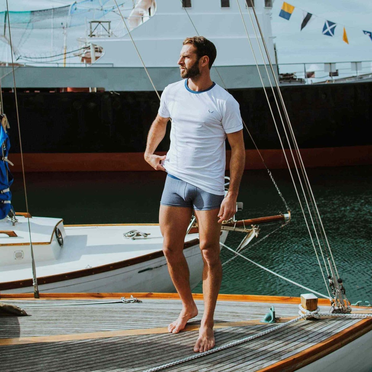 T - shirt homme col rond blanc en coton bio - BLUEBUCK