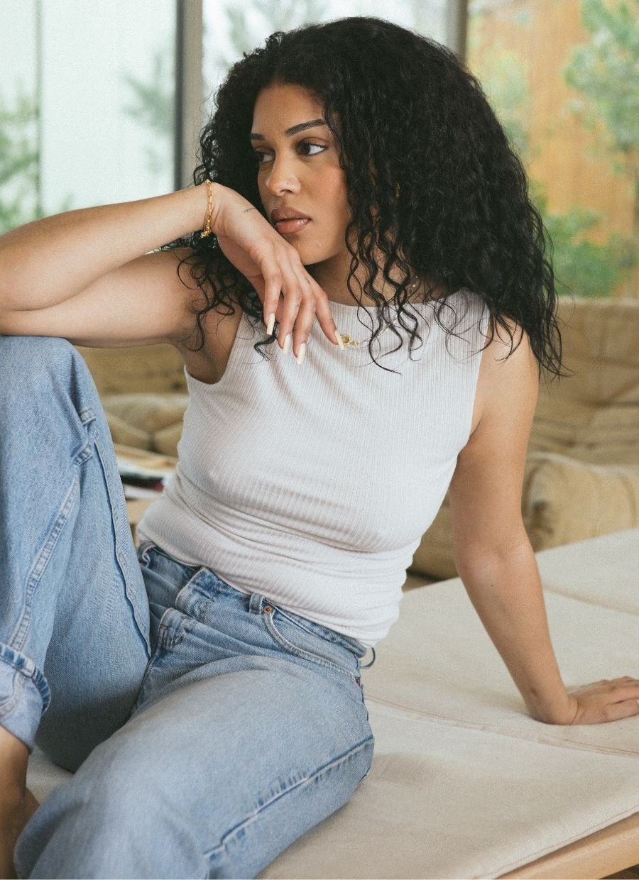 Two - Way Ribbed Tank Top Modal - Greige - Narah Soleigh | Luxe Line