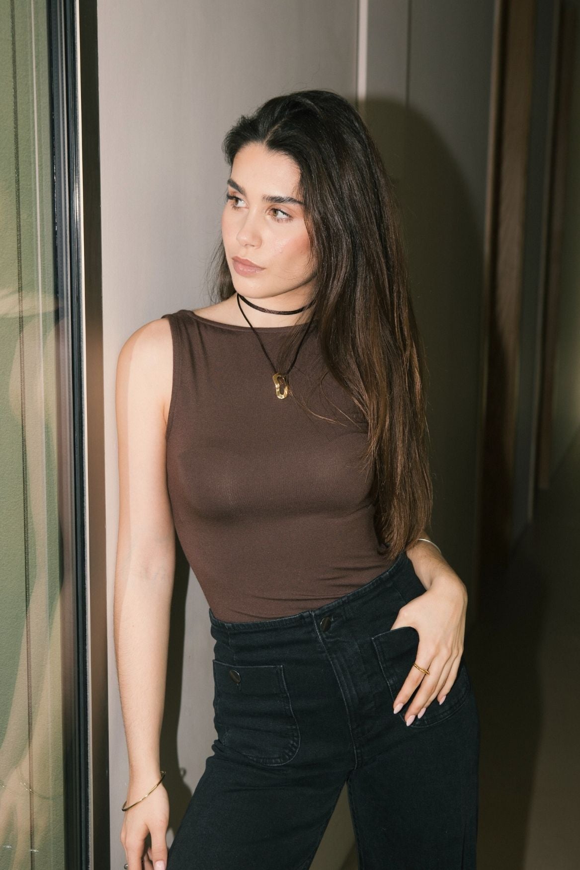 Two - Way Tank Top Micro Modal - Chocolate Brown - Narah Soleigh | Luxe Line