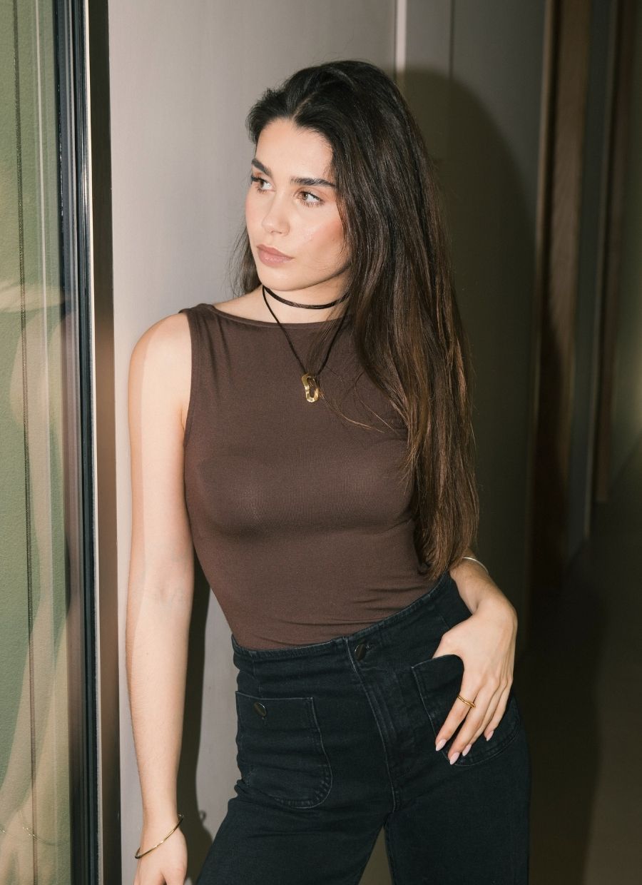 Two - Way Tank Top Micro Modal - Chocolate Brown - Narah Soleigh | Luxe Line