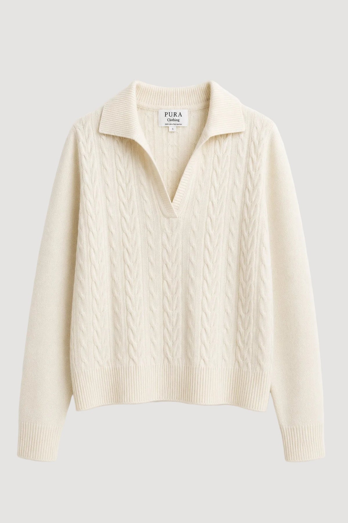 Weisser Strickpullover aus 100% Merinowolle von Pura Clothing
