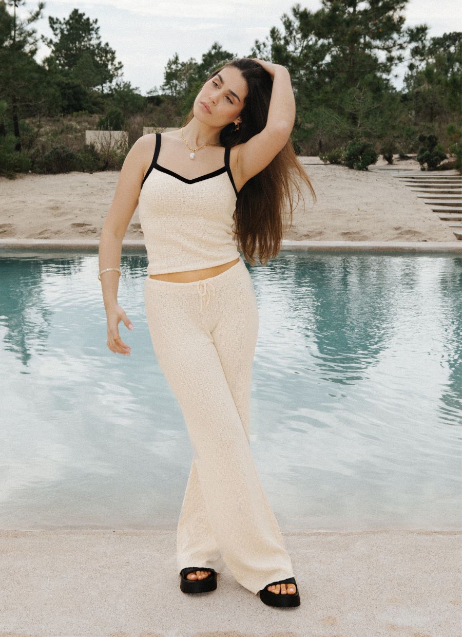 Wide - Leg Knit Pant Organic Cotton - Ecru - Narah Soleigh