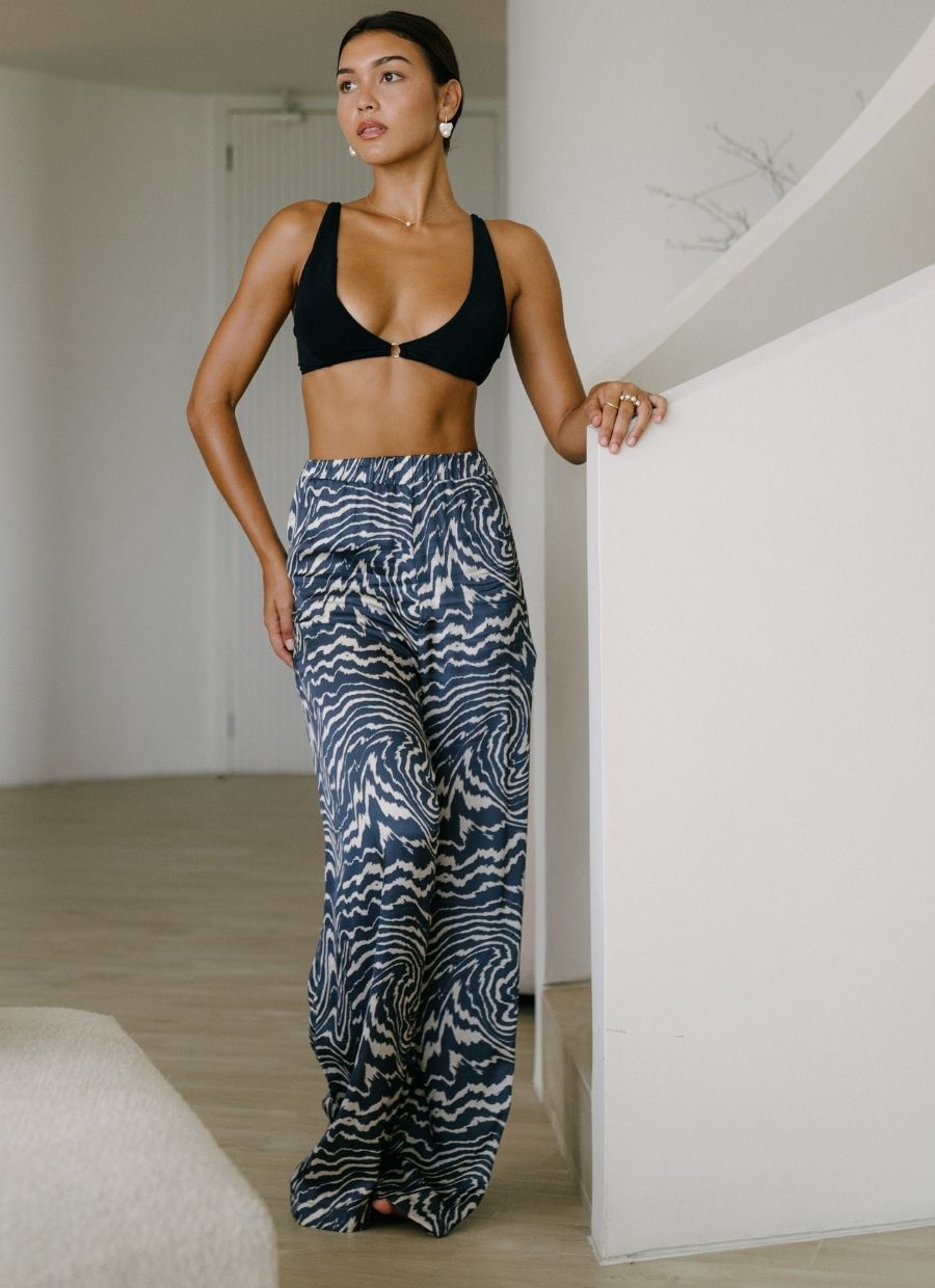 Yasmin Wide Leg Pant - Tie Dye Blue - Narah Soleigh | Luxe Line