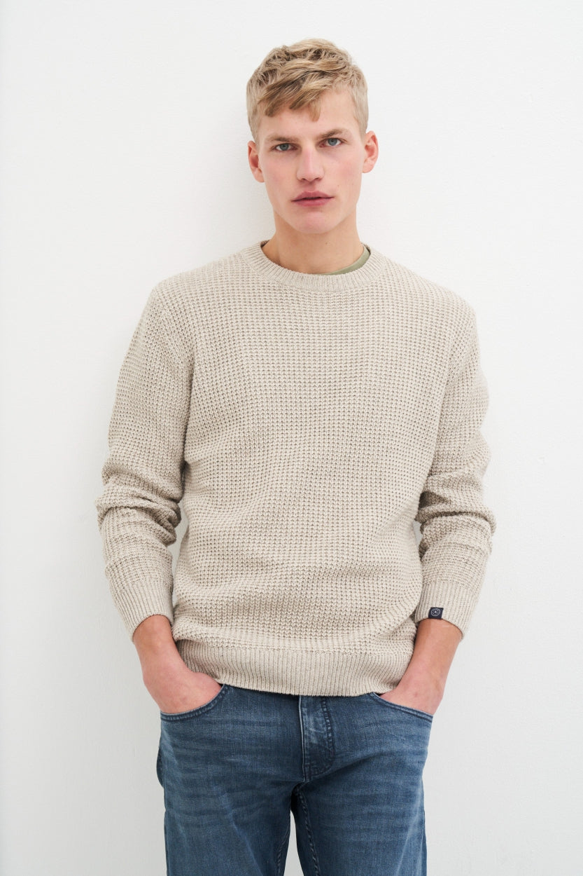 Crewneck Sweater Clement in Beige aus 100% Bio - Baumwolle von Kuyichi