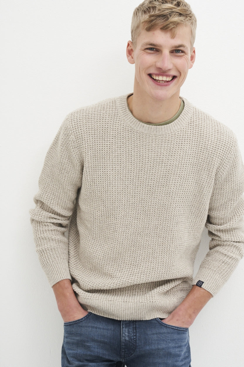 Crewneck Sweater Clement in Beige aus 100% Bio - Baumwolle von Kuyichi