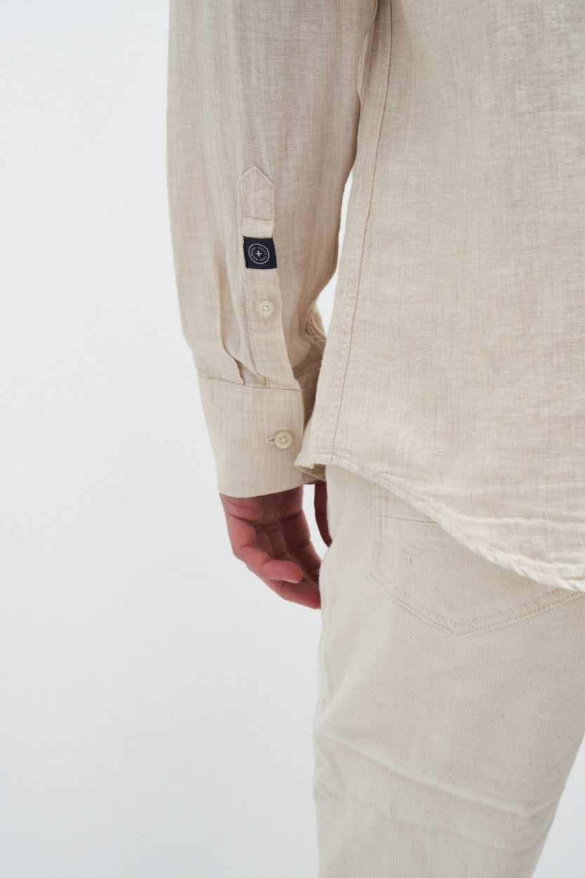 Hemd Nico in offwhite / beige aus Bio - Baumwolle und Leinen von Kuyichi
