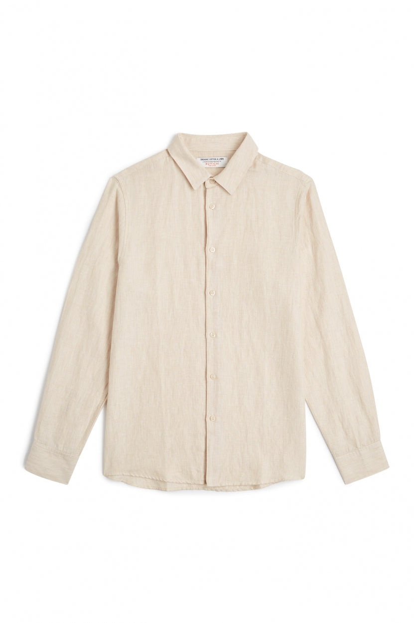 Hemd Nico in offwhite / beige aus Bio - Baumwolle und Leinen von Kuyichi