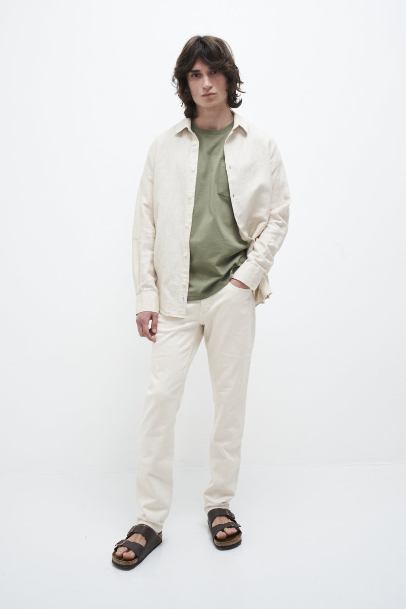 Hemd Nico in offwhite / beige aus Bio - Baumwolle und Leinen von Kuyichi