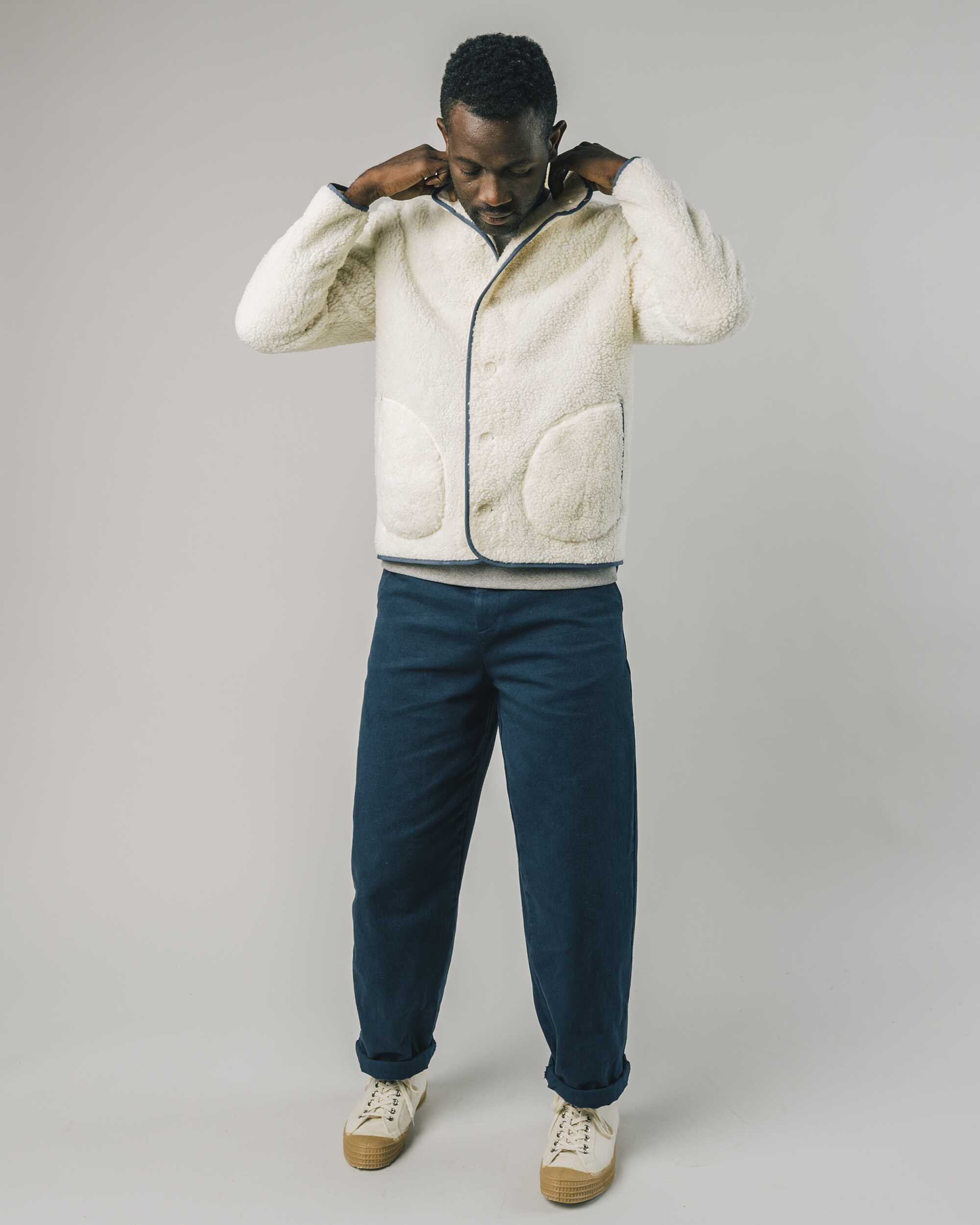 Fleece Jacke in off-white / beige aus 100% Bio - Baumwolle von Brava Fabrics