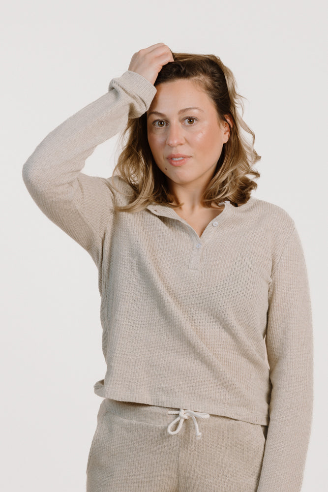 Beiger Pullover ALLA aus Leinen & Bio-Baumwolle von Pura Clothing