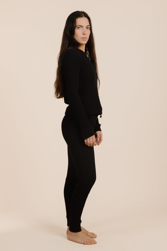 Black UMA trousers made from 100% organic cotton from PURA Clothing