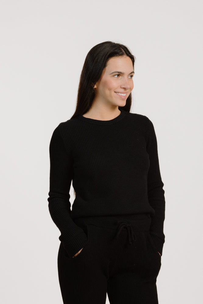 Schwarzer Pullover KALI aus 100% Bio-Baumwolle von PURA Clothing