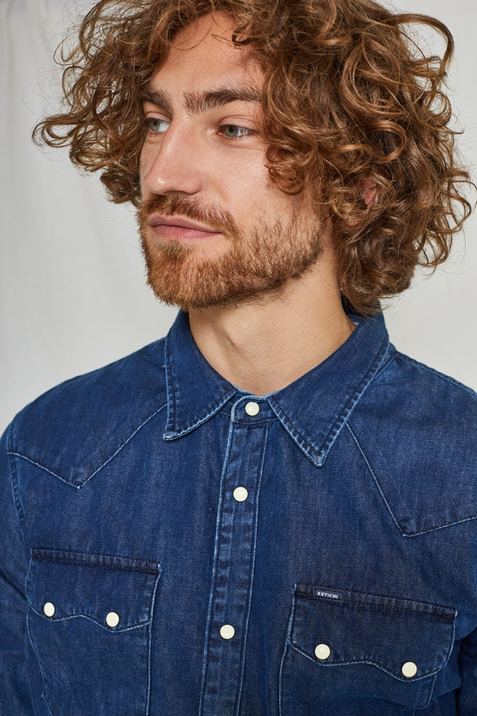 Dunkel - blaues Jeanshemd Sawtooth aus 100% Bio - Baumwolle von Kuyichi