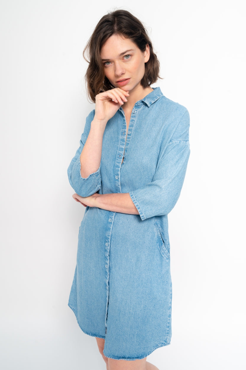 Kleid Mara in hell - blau aus Tencel von Kuyichi
