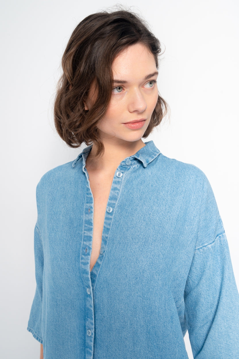 Kleid Mara in hell - blau aus Tencel von Kuyichi