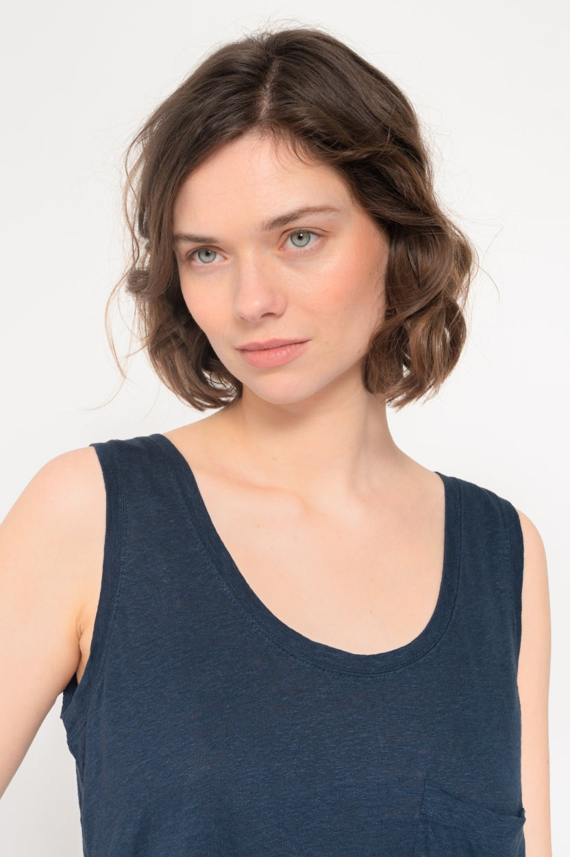 Tanktop Valerie in indigo blau aus 100% europäischem Leinen von Kuyichi
